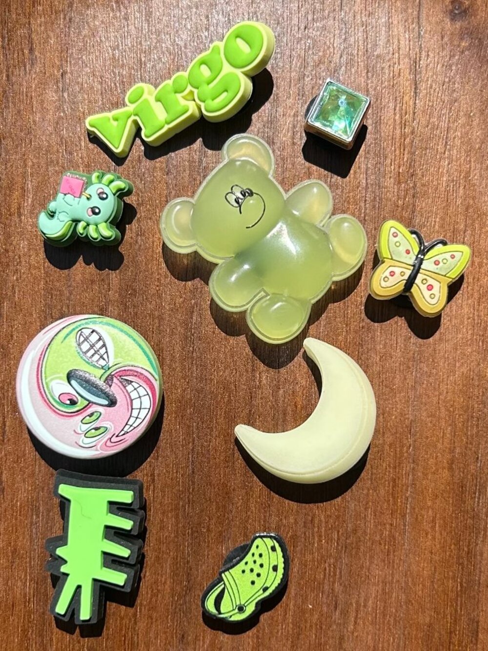 Green Virgo Bear Jibbitz Starter Pack 9 Count